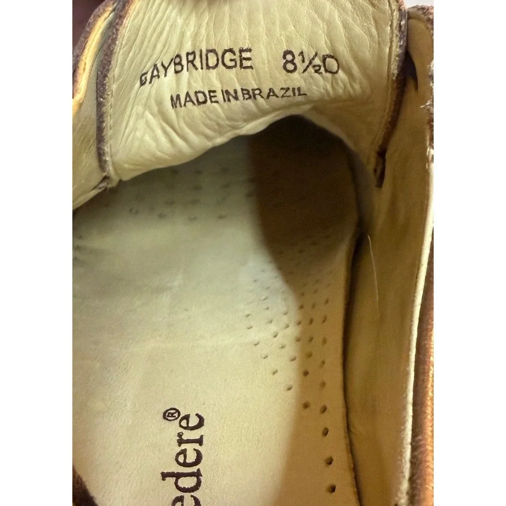 Studio Belvedere Baybridge‎ Mens 8.5 D Tan Brown Leather Square Toe Oxford Shoes
